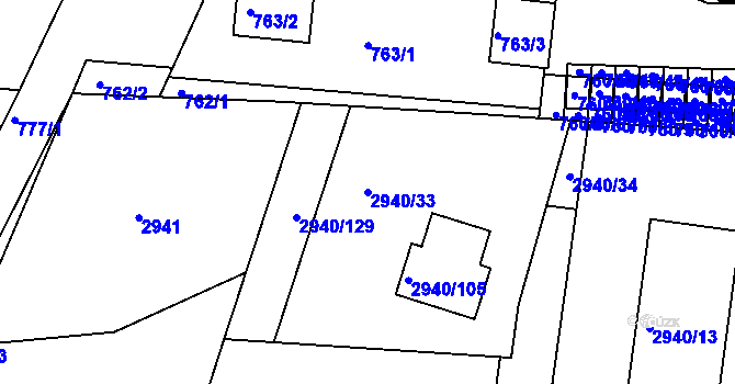 Parcela st. 2940/33 v KÚ Sedlčany, Katastrální mapa