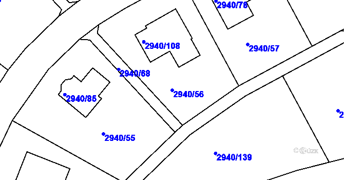 Parcela st. 2940/56 v KÚ Sedlčany, Katastrální mapa