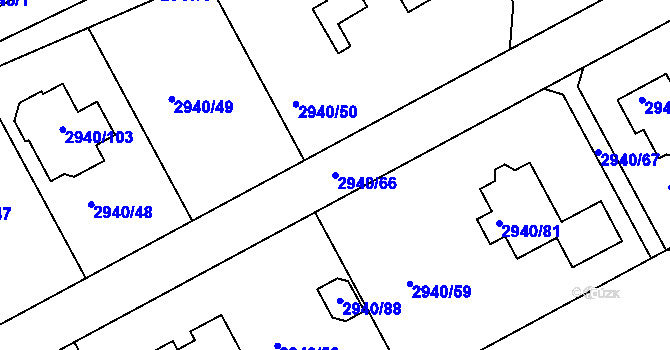 Parcela st. 2940/66 v KÚ Sedlčany, Katastrální mapa