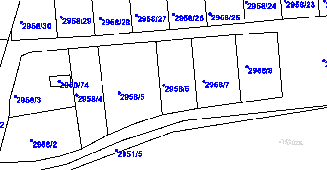 Parcela st. 2958/6 v KÚ Sedlčany, Katastrální mapa