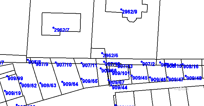 Parcela st. 2962/6 v KÚ Sedlčany, Katastrální mapa