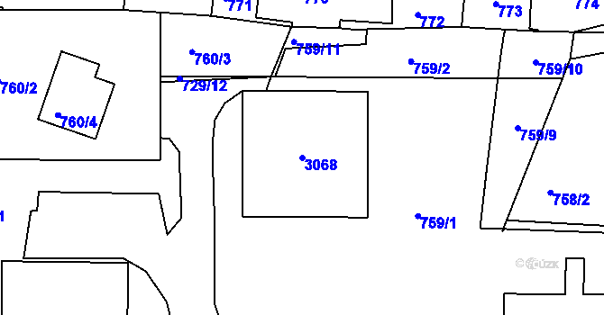 Parcela st. 3068 v KÚ Sedlčany, Katastrální mapa