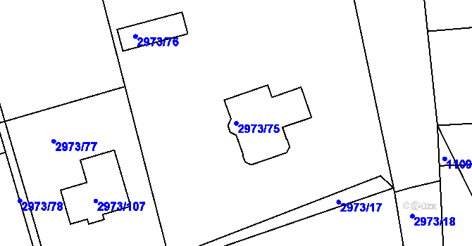 Parcela st. 2973/75 v KÚ Sedlčany, Katastrální mapa