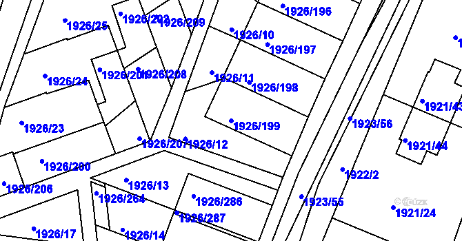Parcela st. 1926/199 v KÚ Sedlčany, Katastrální mapa