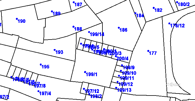 Parcela st. 199/7 v KÚ Sedlčany, Katastrální mapa