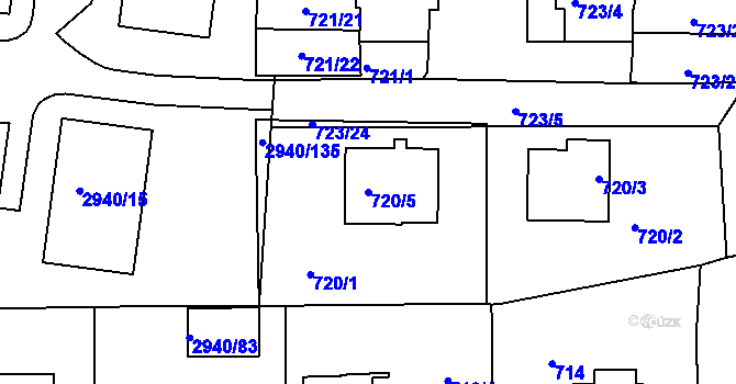 Parcela st. 720/5 v KÚ Sedlčany, Katastrální mapa