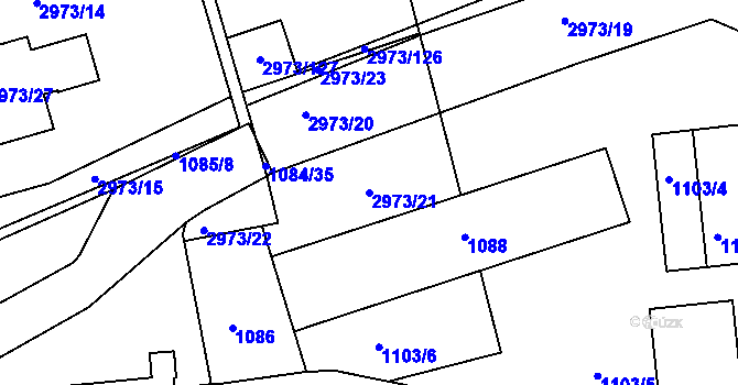 Parcela st. 2973/21 v KÚ Sedlčany, Katastrální mapa