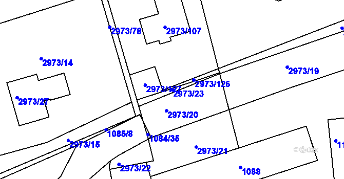 Parcela st. 2973/23 v KÚ Sedlčany, Katastrální mapa