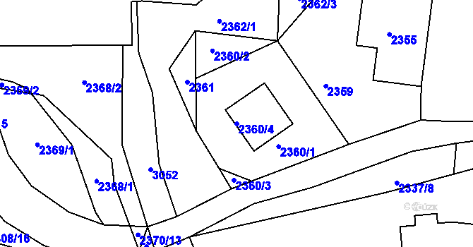Parcela st. 2360/4 v KÚ Sedlčany, Katastrální mapa