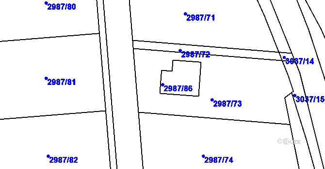 Parcela st. 2987/86 v KÚ Sedlčany, Katastrální mapa
