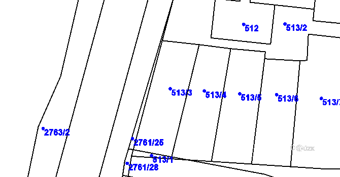 Parcela st. 513/3 v KÚ Sedlčany, Katastrální mapa