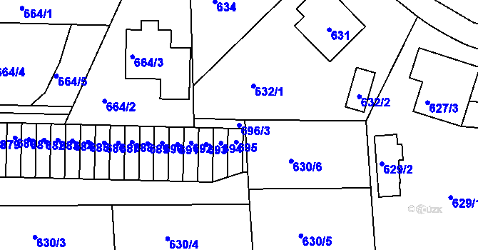 Parcela st. 696/3 v KÚ Sedlčany, Katastrální mapa