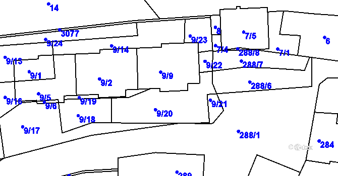 Parcela st. 9/10 v KÚ Sedlčany, Katastrální mapa