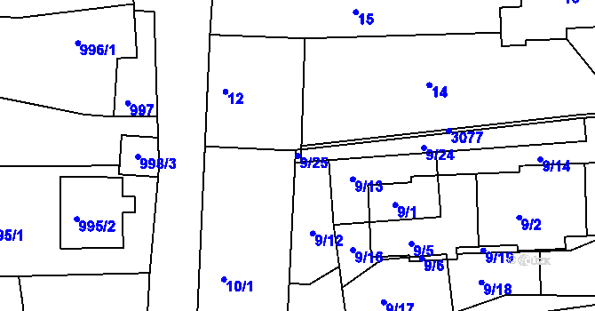Parcela st. 9/25 v KÚ Sedlčany, Katastrální mapa