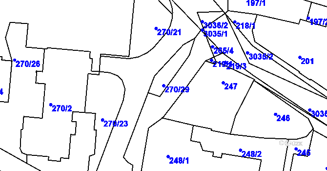 Parcela st. 270/29 v KÚ Sedlčany, Katastrální mapa