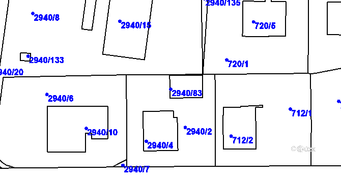 Parcela st. 2940/83 v KÚ Sedlčany, Katastrální mapa