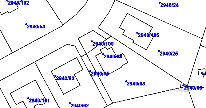 Parcela st. 2940/84 v KÚ Sedlčany, Katastrální mapa