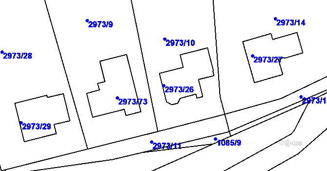 Parcela st. 2973/26 v KÚ Sedlčany, Katastrální mapa