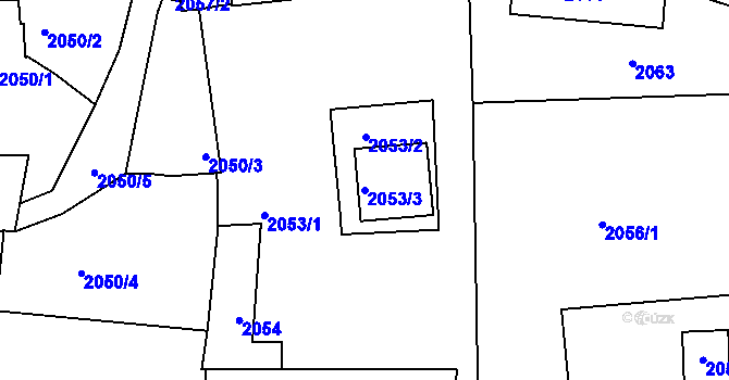 Parcela st. 2053/3 v KÚ Sedlčany, Katastrální mapa