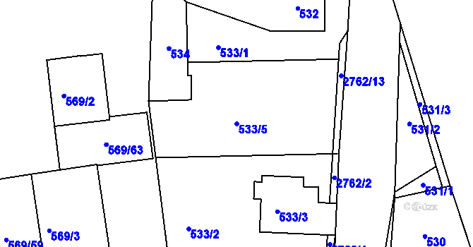 Parcela st. 533/5 v KÚ Sedlčany, Katastrální mapa