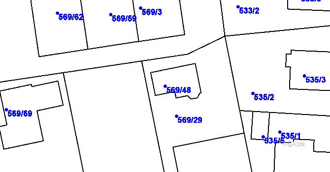Parcela st. 569/48 v KÚ Sedlčany, Katastrální mapa