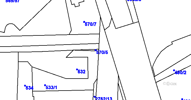 Parcela st. 570/5 v KÚ Sedlčany, Katastrální mapa