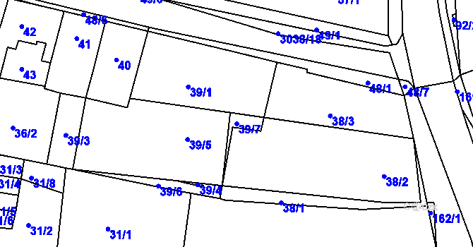 Parcela st. 39/7 v KÚ Sedlčany, Katastrální mapa
