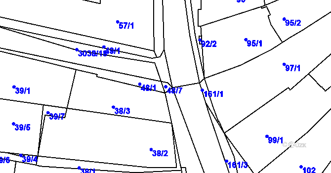 Parcela st. 48/7 v KÚ Sedlčany, Katastrální mapa