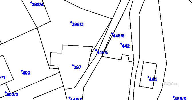 Parcela st. 446/5 v KÚ Sedlčany, Katastrální mapa