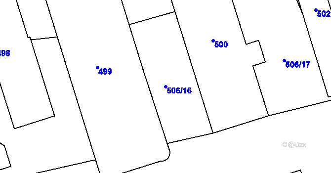 Parcela st. 506/16 v KÚ Sedlčany, Katastrální mapa