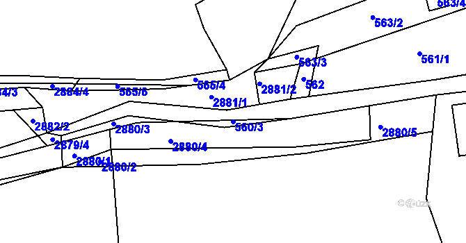 Parcela st. 560/3 v KÚ Sedlčany, Katastrální mapa