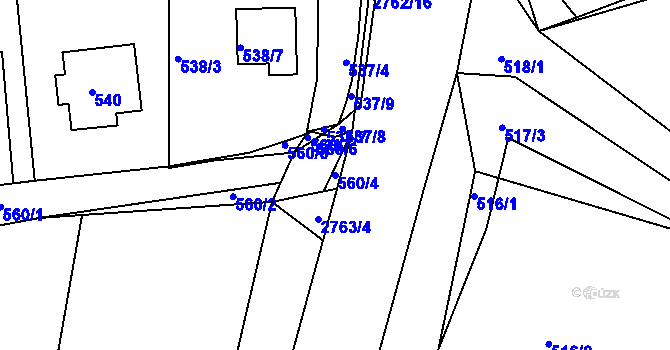Parcela st. 560/4 v KÚ Sedlčany, Katastrální mapa