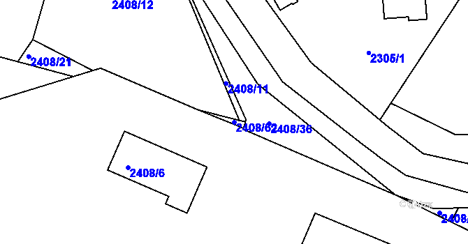 Parcela st. 2408/62 v KÚ Sedlčany, Katastrální mapa