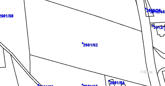 Parcela st. 2981/62 v KÚ Sedlčany, Katastrální mapa