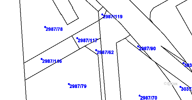Parcela st. 2987/62 v KÚ Sedlčany, Katastrální mapa