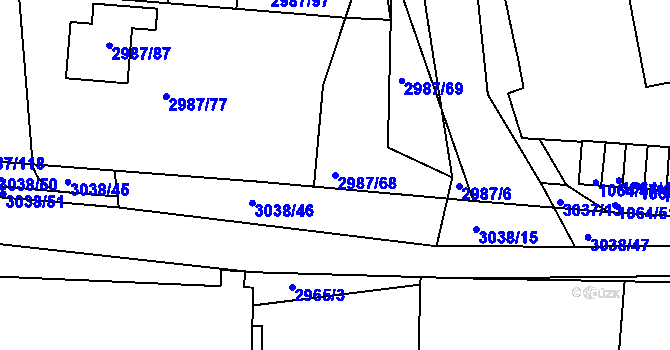 Parcela st. 2987/68 v KÚ Sedlčany, Katastrální mapa