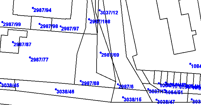 Parcela st. 2987/69 v KÚ Sedlčany, Katastrální mapa