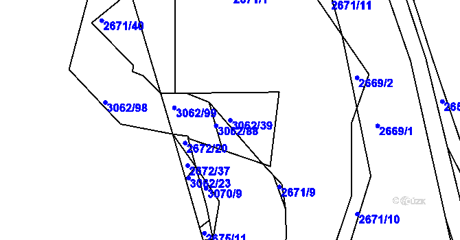 Parcela st. 3062/39 v KÚ Sedlčany, Katastrální mapa