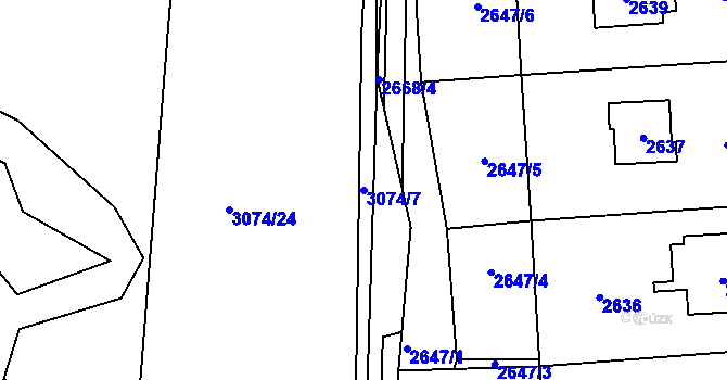 Parcela st. 3074/7 v KÚ Sedlčany, Katastrální mapa
