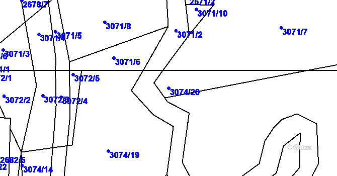 Parcela st. 3074/20 v KÚ Sedlčany, Katastrální mapa