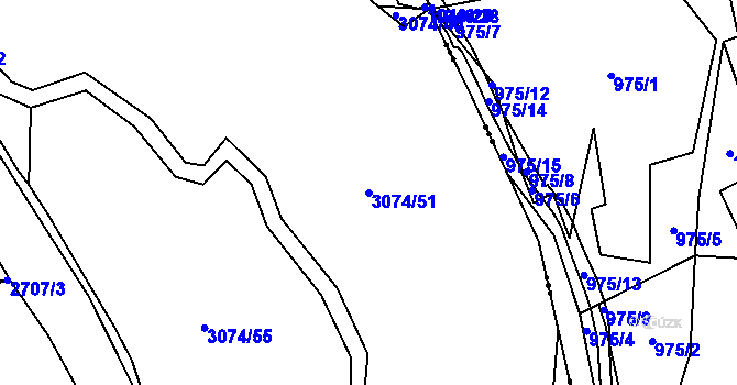 Parcela st. 3074/51 v KÚ Sedlčany, Katastrální mapa