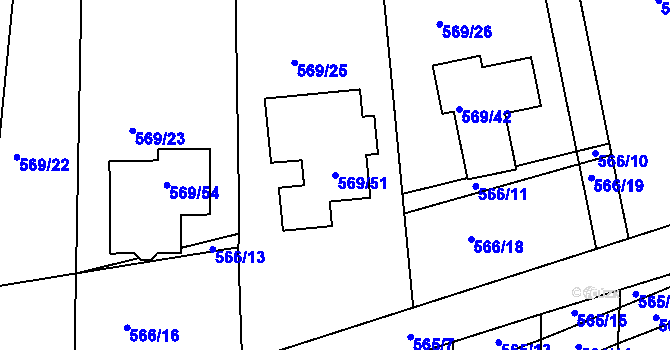 Parcela st. 569/51 v KÚ Sedlčany, Katastrální mapa