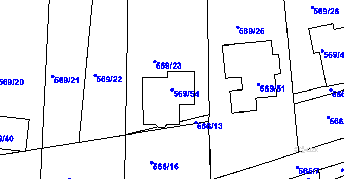 Parcela st. 569/54 v KÚ Sedlčany, Katastrální mapa