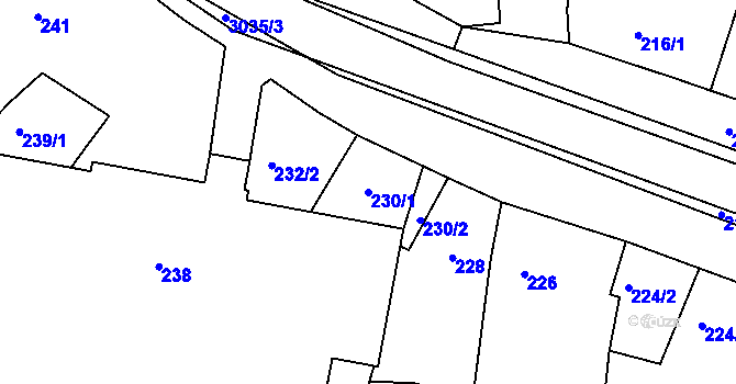 Parcela st. 230/1 v KÚ Sedlčany, Katastrální mapa