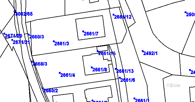 Parcela st. 2661/15 v KÚ Sedlčany, Katastrální mapa