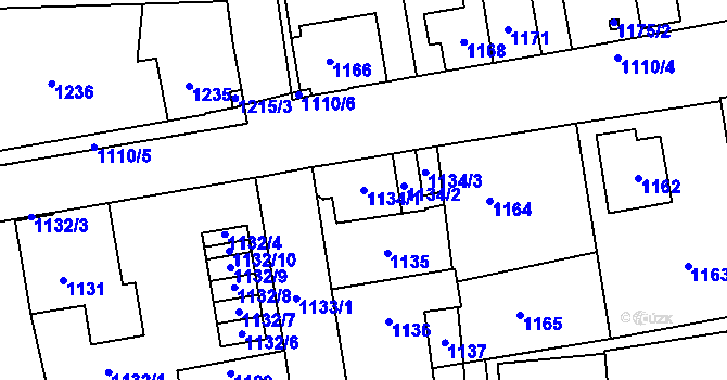 Parcela st. 1134/1 v KÚ Sedlčany, Katastrální mapa