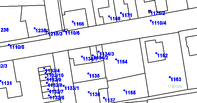 Parcela st. 1134/3 v KÚ Sedlčany, Katastrální mapa