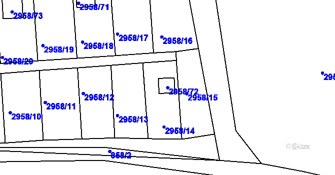 Parcela st. 2958/72 v KÚ Sedlčany, Katastrální mapa