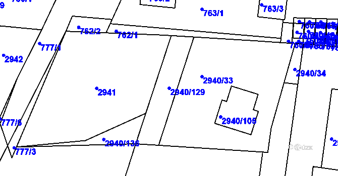 Parcela st. 2940/129 v KÚ Sedlčany, Katastrální mapa