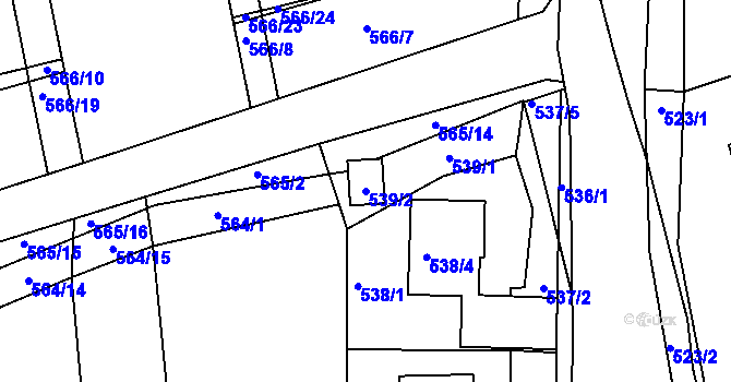 Parcela st. 539/2 v KÚ Sedlčany, Katastrální mapa